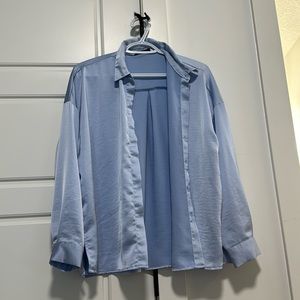 Silk light blue button up, ZARA